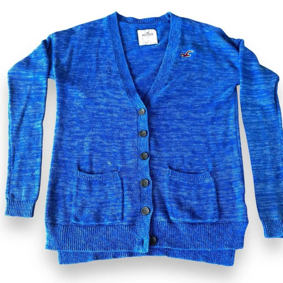 Hollister Women's Blue Knit Long Line Open Front Cardigan Sweater Size Small - Picture 5 of 13